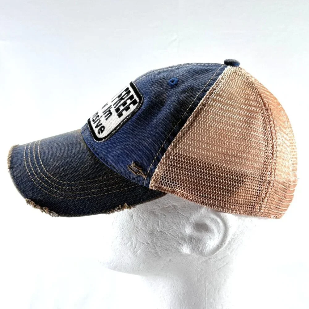 Wild Oates Born Free Now I'm‎ Expensive Denim Distressed Snapback Trucker Hat